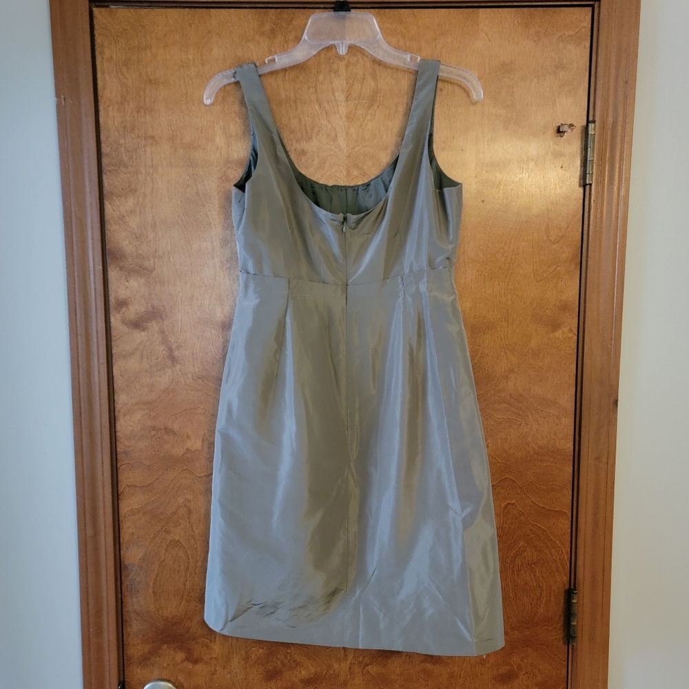 J. Crew Clementine Sleeveless Dress 8P Tan Caspian Silk Taffeta Shift #17666 - Picture 4 of 7